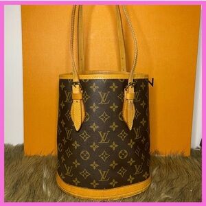 Louis Vuitton Brown and Tan Monogram Bucket Bag PM